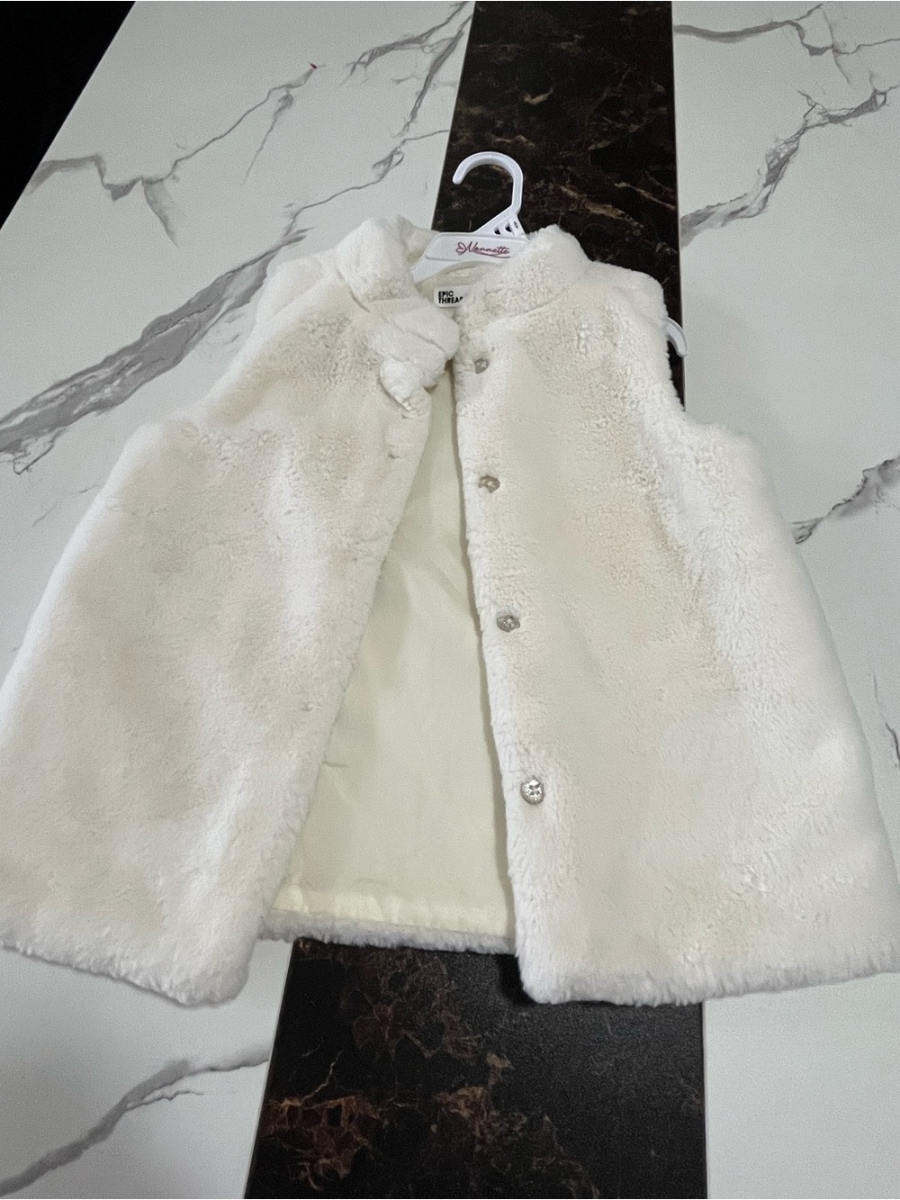 Epic Threads Girls White Faux Fur Vest with Button Front